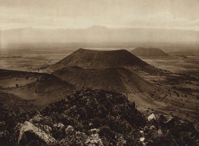 México: Santa Catarina e La Caldera, vulcões extintos nos arredores da capital mexicana (fotografia a preto e branco) de Hugo Brehme