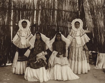 México: Tehuantepec, Rapariga em traje nacional (fotografia a preto e branco) de Hugo Brehme