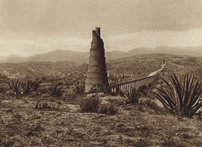 México: Antigo cano de água espanhol de Los Remedios (fotografia a preto e branco) de Hugo Brehme