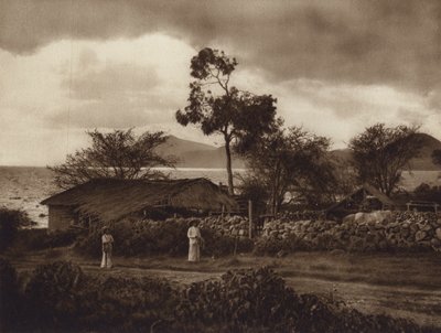 México: Vista sobre o Lago Chapala (fotografia a preto e branco) de Hugo Brehme