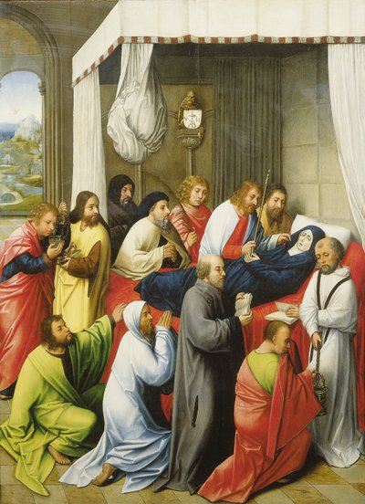A Dormição da Virgem, c.1500 (óleo sobre painel) de Hugo van der (follower of) Goes