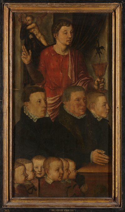 Ala esquerda de um Tríptico Memorial, anteriormente chamado Tríptico Memorial de Gertz, com nove Retratos de Doadores masculinos com São João Evangelista (interior), e São Pedro (exterior) de Hugo van der Goes (copy after)