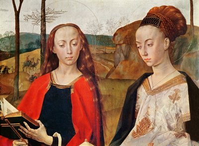 Santa Margarida e Santa Maria Madalena. Pormenor do Retábulo de Portinari. Ca. 1479. óleo sobre madeira de Hugo van der Goes