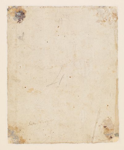 Inscrição no verso: centro superior, tinta marrom, mão italiana do século XVIII: "Sandro escreve essa fia certa"; abaixo disso, tinta marrom, mão do século XIX: "Petro Perugino", de Hugo van der Goes