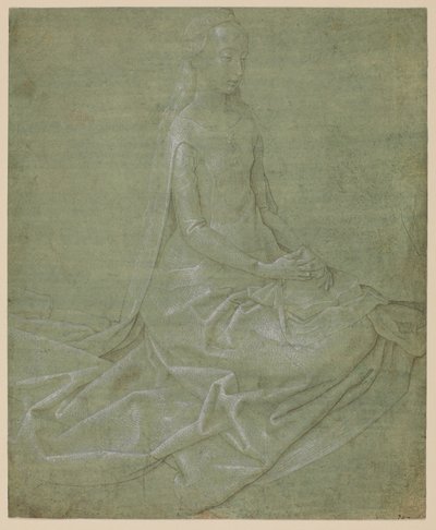 Santa fêmea sentada, 1475-1485 circa de Hugo van der Goes