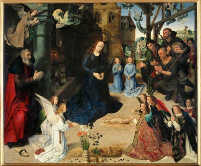 A adoração dos pastores ... (têmpera sobre madeira) de Hugo van der Goes