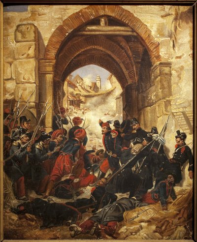 Tomada de um casbah argelino (kasbah) - Pintura de Hugues Martin (1809-?) , óleo sobre tela, 40,5 x 33 cm - Musee des Beaux Arts de Macon de Hugues Martin