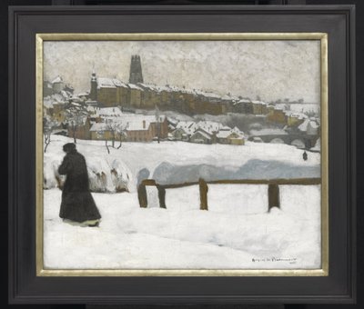 Freiburg na neve, c.1920 (óleo em canvsd) de Hugues de Beaumont