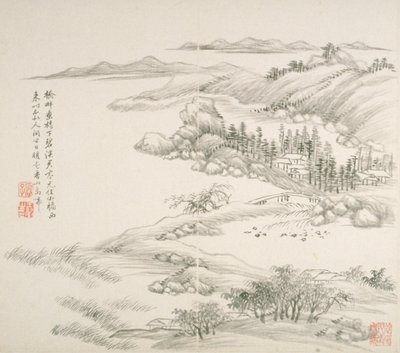 Álbum After Old Masters And Poems (álbum (10 folhas), tinta sobre papel) de Hui Wang