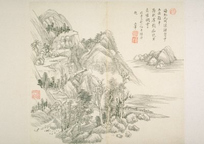 Álbum After Old Masters And Poems (álbum (10 folhas), tinta sobre papel) de Hui Wang