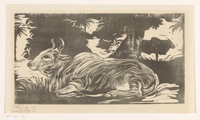Zebu reclinado de Huib Luns (signed by artist)