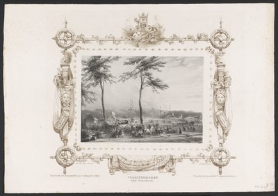Entretenimento justo e outros, 1836
Volksvermaken in het Sterrenbosch / 17 Junij 1836 (título sobre o objecto)
Placas da celebração do segundo centenário da Universidade de Utrecht, 1836 (título da série) de Huib van Hove Bz