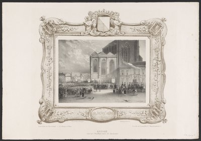 Procissão desde a Câmara Municipal até ao Edifício da Academia, 1836
Procissão da Câmara Municipal até ao Edifício da Academia (título sobre o objecto)
Placas da celebração do segundo centenário da Universidade de Utrecht, 1836 (título da série) de Huib van Hove Bz