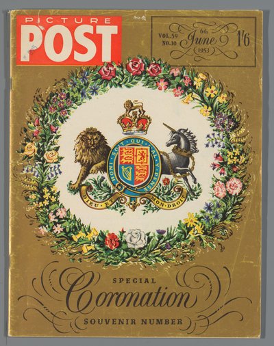 Cópia da edição especial do Picture Post para a coroação da rainha Elizabeth II, 6 de junho de 1953 Postagem de imagem / número de lembrança de coroação especial (título no objeto) de Hulton Press Ltd.