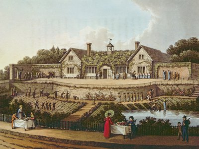 The Work House, ilustração de "Fragmentos sobre a teoria e prática da jardinagem paisagem" por Humphry Repton, publicado em 1816 de Humphry Repton