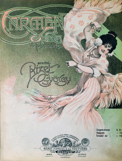 Capa da partitura "Carmen", c. 1900 (ilustração) de Hungarian School