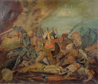Soldados Otomanos e Húngaros Lutando no Século XVII de Hungarian School