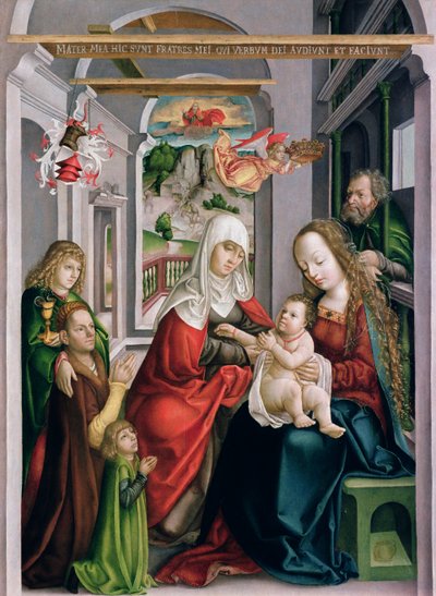 Santa Ana com a Virgem e o Menino, Eperjes, c.1520 (têmpera em madeira de pinho) de Hungarian School