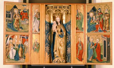 O Retábulo da Virgem Maria de Szepeshely, c.1480 (têmpera no painel) de Hungarian School