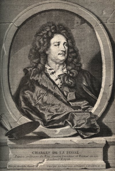 Retrato de Charles de La Fosse (1636-1716) Pintor francês - gravura de Dumchange de H. Rigaud de Hyacinthe (after) Rigaud