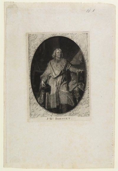 JB Bossuet (longa-metragem), gravado por Jean-Baptiste de Grateloup, 1771 (mezzotint, aquatint e drypoint em chine colado) de Hyacinthe Francois Rigaud