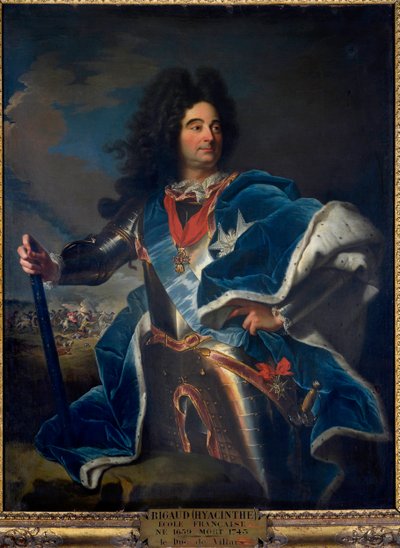 Retrato de Louis Claude Hector Duque de Villars, marechal da França (1652-1734) Ele tem o colar da Ordem do Velocino de Ouro (1659-1743) ca. 1714 de Hyacinthe Francois Rigaud
