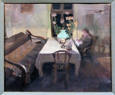 Salle, le soir (Sala, à noite). Oeuvre de Yakov Yakolevich Kalinichenko (1869-1938), huile sur papier de Iakov Kalinichenko