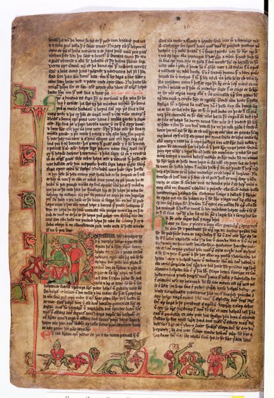 Historiated D inicial no início da Saga de Olaf Tryggvason, de Flateyjarbok (O Livro de Flatey) final do século XIV de Icelandic School