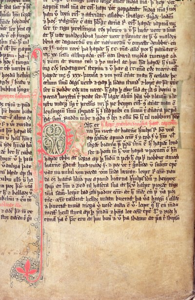 Historiated P inicial no início da Saga dos Gronelandeses, de Flateyjarbok (O Livro de Flatey) final do século XIV de Icelandic School