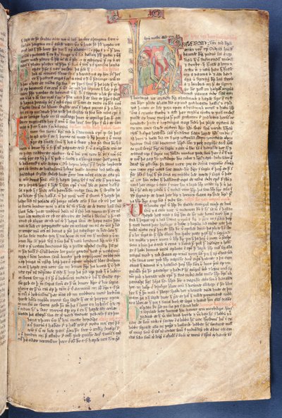 O começo do conto de Halfdan o preto, de Flateyjarbok (o livro de Flatey) final do século XIV de Icelandic School