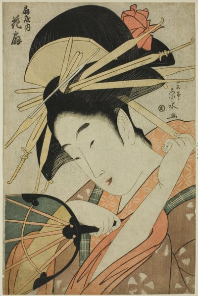 A cortesã Hanaogi do Ogiya de Ichirakutei Eisui