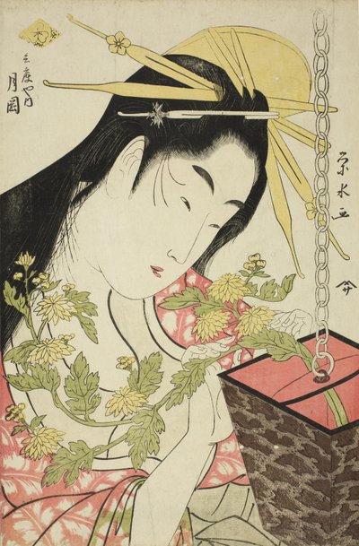 A cortesã Tsukioka da Hyogoya, c.1797 de Ichirakutei Eisui