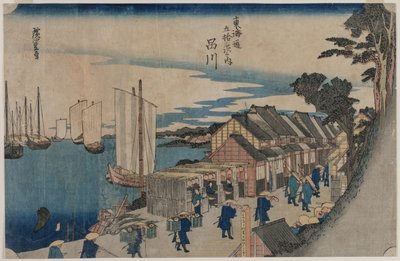 Shinagawa da série Cinquenta e três estações do Tokaido, 1797-1858. de Ichiryusai Hiroshige II