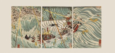 Os fantasmas de Taira atacam o navio de Yoshitsune de Ichiyusai Kuniyoshi