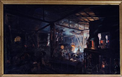 Ferro fundido com cadinho. Pintura de François Bonhomme (1809 - 1881) de Ignace Francois Bonhomme