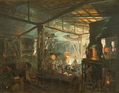 França, A Fundição, c.1864 (óleo sobre tela) de Ignace Francois Bonhomme