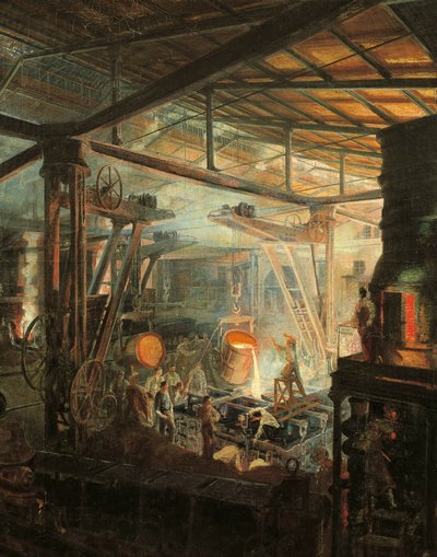 França, A Fundição, ca. 1864 (óleo sobre tela) de Ignace Francois Bonhomme