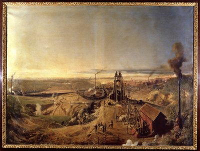 Mina e adega de barro Montchanin. Pintura de Francis Bonhomme de Ignace Francois Bonhomme