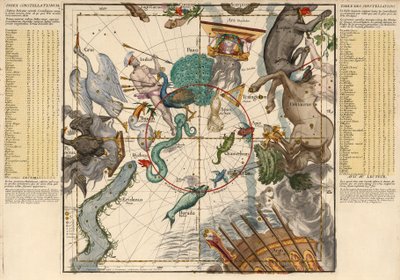 South Pole placa 6 de aviões globo placa celestes durante a descrição, Pub. 1674 de Ignace Gaston Pardies