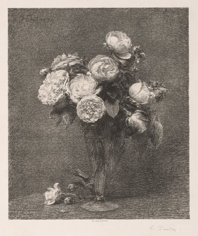 Buquê de rosas, 1879. de Ignace Henri Jean Fantin-Latour