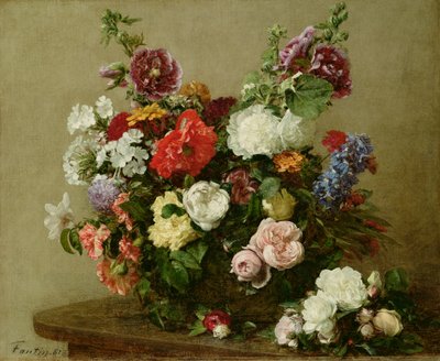 Rosas e peônias francesas, 1881 de Ignace Henri Jean Fantin Latour