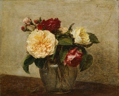 Rosas vermelhas e amarelas, 1879 de Ignace Henri Jean Fantin Latour