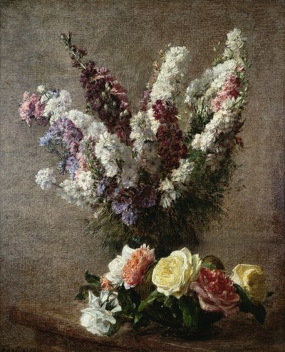 Rosas e Larkspur, 1885 de Ignace Henri Jean Fantin-Latour