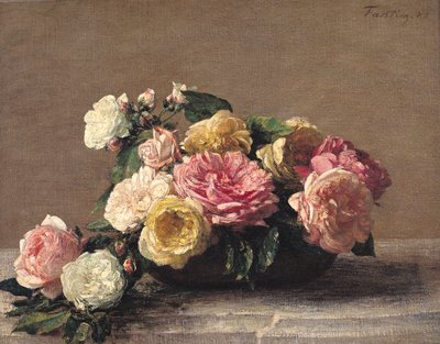 Rosas em um prato, 1882 de Ignace Henri Jean Fantin Latour