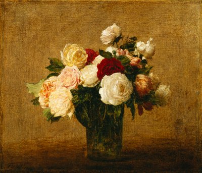 Rosas em um vaso de vidro; Rosas em um vaso de vidro, de Ignace Henri Jean Fantin-Latour