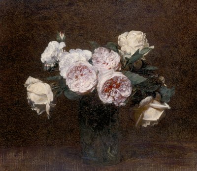 Still Life: Rosas cor-de-rosa, brancas e amarelas, 1894 de Ignace Henri Jean Fantin Latour