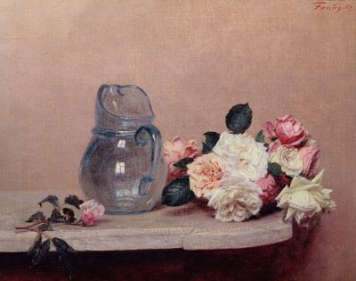 Ainda vida com rosas, 1889 de Ignace Henri Jean Fantin Latour