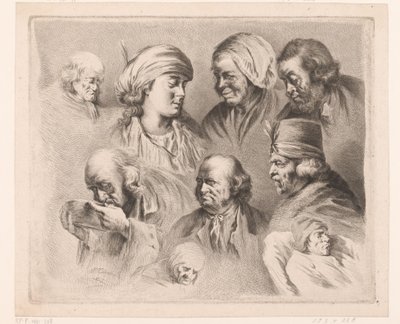 Composição com nove cabeças de homens e mulheres de diferentes idades de Ignace Joseph de Claussin