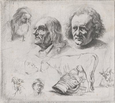Estudo de seis cabeças e uma leiteira, 1816. de Ignace Joseph de Claussin