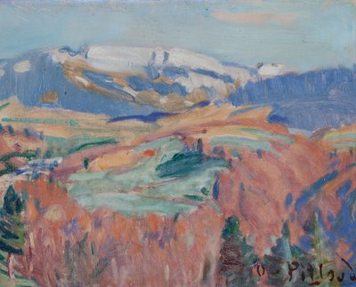 Campo de Friburgo no Outono (óleo sobre cartão) de Ignace Nazaire Oswald Pilloud